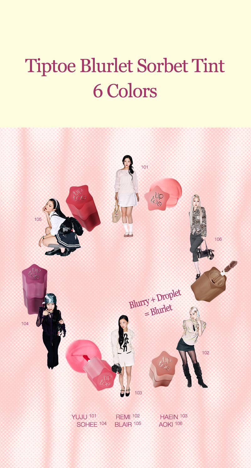 [Tiptoe] Blurlet Sorbet Tint 4ml - 6 Colors